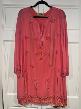 Sigrid Olsen Pink Beaded Dress - Size 16